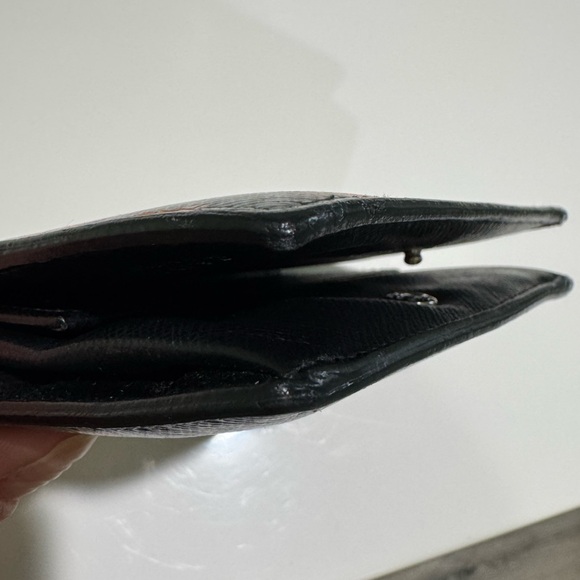 PRADA Saffiano Leather Small Bifold Wallet Black Floral Print - Picture 13 of 14